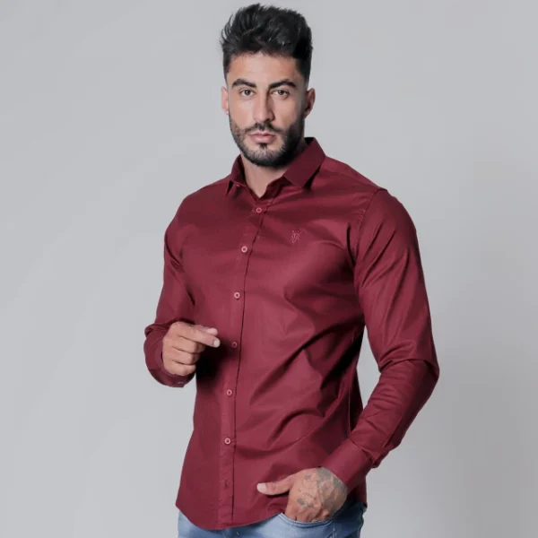 CAMISA M/L SOCIAL LISA BORDO